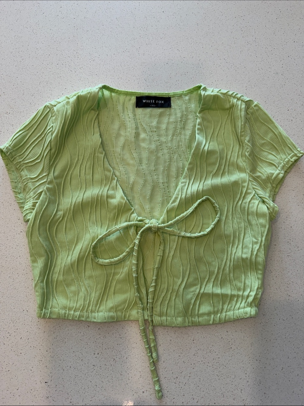 Lime Tie-Front Crop Top